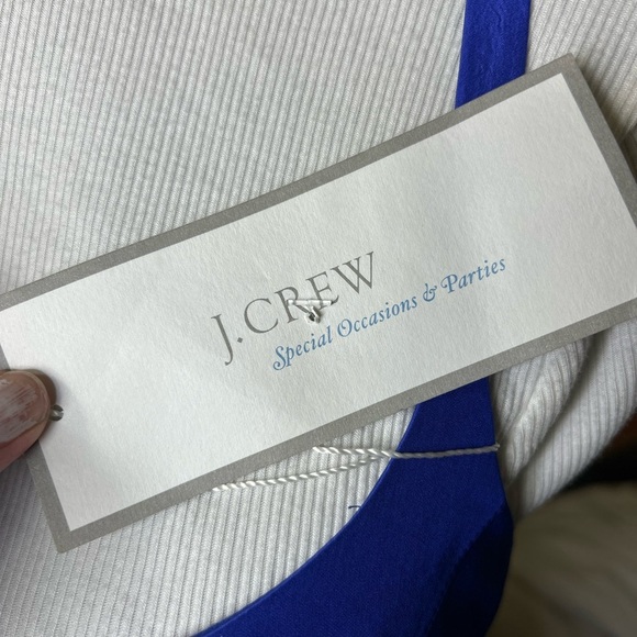 New J.Crew 100% Silk Royal Blue Taffeta Ballerina Dress Empire Waist Size 6 - Picture 6 of 8